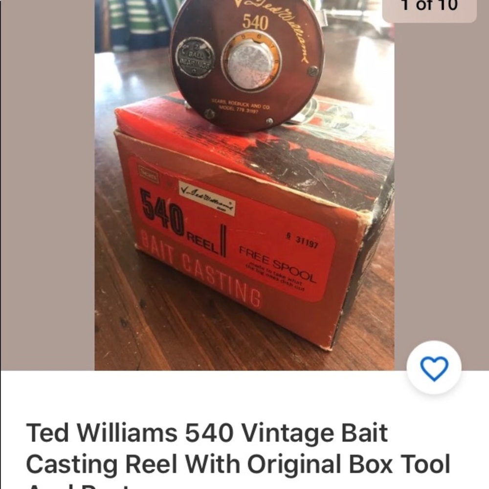 Ted Williams bait casting reel original box